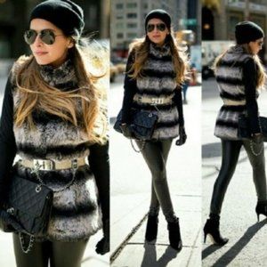 Rachel Zoe Black & Grey Faux Fur Vest